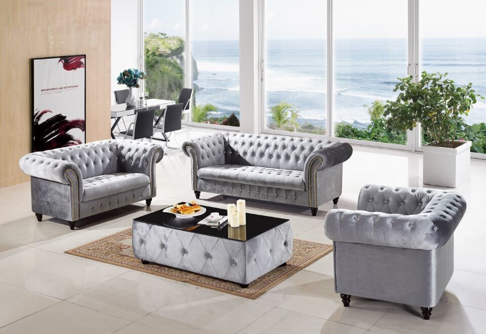kensington grey italian leather chesterfield upholstered sofa